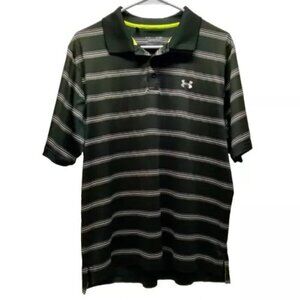 Under Armour UA Men's Medium Heatgear Catalyst Loose Fit Polo Black White Gray